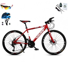 AI-QX Bicicleta AI-QX 26" - Bicicleta BTT de montaña para Hombre, 30 velocidades, Cuadro Aluminio, Frenos V-Brake, Rojo