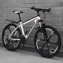 AP.DISHU Bicicleta AP.DISHU Bicicleta de montaña de suspensin Completa 21 / 24 / 27 / 30 Bicicleta de Velocidad 26 Pulgadas MTB Frenos de Disco Bicicleta de Velocidad Variable, Black+White, 24 Speed