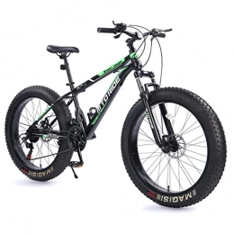 AZXV Bicicletas de montaña AZXV 26 Pulgadas de Grasa neumático Bicicleta de montaña suspensión Completa Acero Altamente Carbono para Adultos Bicicletas, 21 velocidades mecánicas Dual Dual DISP-Fren Black Green