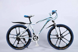 baozge Bicicletas de montaña Baozge 26 en Mountain Bike de 24 velocidades para adultos ligeros de aleación de aluminio Full Frame rueda suspensión delantera hombres bicicleta freno de disco azul 1-azul 5