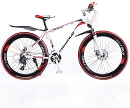baozge Bicicleta Baozge 26 en Mountain Bike de 24 velocidades para adultos ligeros de aleación de aluminio Full Frame rueda suspensión delantera hombres bicicleta freno de disco azul 1-rojo 2