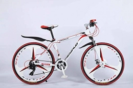 baozge Bicicletas de montaña Baozge 26 en Mountain Bike de 24 velocidades para adultos ligeros de aleación de aluminio Full Frame rueda suspensión delantera hombres bicicleta freno de disco azul 1-rojo 3