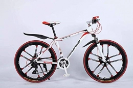 baozge Bicicleta Baozge 26 en Mountain Bike de 24 velocidades para adultos ligeros de aleación de aluminio Full Frame rueda suspensión delantera hombres bicicleta freno de disco azul 1-rojo 5