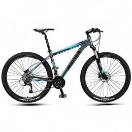 BCX Bicicletas de montaña BCX Bicicletas de montaña de 27, 5 pulgadas, bicicletas de montaña rígidas para hombres adultos, freno de disco doble, marco de aluminio, bicicleta de montaña, asiento ajustable, azul, 27 velocidades