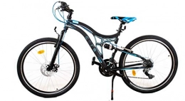 BDW Bicicletas de montaña BDW Bicicleta de montaña Core de 24 pulgadas, suspensión completa, 21 velocidades, freno de disco, para niños y niñas, color azul