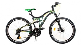 BDW Bicicleta BDW Bicicleta de montaña Core de 24 pulgadas, suspensión completa, 21 velocidades, freno de disco, para niños y niñas, color verde
