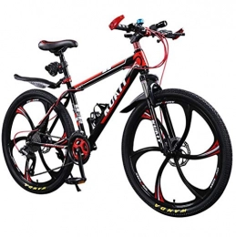JAEJLQY Bicicleta Bicicleta de Montaa- plegable de 24 / 26 pulgadas, frenos de disco dobles de 21 / 24 / 27 / 30 velocidades para bicicleta, 6 ruedas de cuchillo y 3 ruedas de cuchillo para de montaña, Rojo, 21speed24in