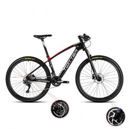 W&TT Bicicleta Bicicleta de montaña 26 / 27.5 pulgadas adultos fibra de carbono 33 velocidades Off-Road bicicletas ciclismo con amortiguador de presin de aire y freno de aceite delantero tenedor, WineRed, 27.5*17