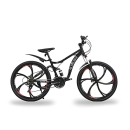 Altruism Bicicleta Bicicleta de montaña 26 pulgadas Shimano 21 velocidades de cambio de doble disco frenos de suspensión completa MTB 6 radios ruedas para hombres y mujeres (negro)