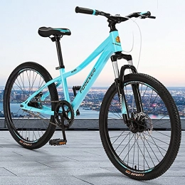 Great Bicicleta Bicicleta de montaña, Bicicleta De Montaña De 24 Pulgadas, Marco De Aleación De Aluminio De La Bicicleta De Las Mujeres Doble Amortiguador De Amortiguador Bicicleta De Carretera De La Bici(Color:Azul)