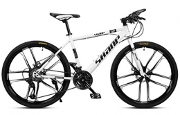 FENGCHENG Bicicleta Bicicleta de montaña, bicicleta de montaña, freno de doble disco, marco de acero de alto contenido en carbono, 27 velocidades, Yellow 3 Spoke, color 21 Speed, tamaño Black 10 Spoke
