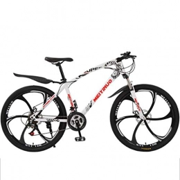 WGYEREAM Bicicleta Bicicleta de Montaña, Bicicletas de montaña de acero al carbono de 26" Barranco de bicicletas con suspensión de doble disco de freno delantero, 21 / 24 / 27 velocidades ( Color : White , Size : 21 Speed )