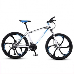 GUOHAPPY Bicicleta Bicicleta de montaña de 24 pulgadas con una carga de 330 libras, adecuada para bicicletas de 24 pulgadas de 150-175 cm de altura, con cuadro de acero al carbono y frenos de doble disco, White blue, 21