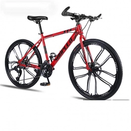 WSS Bicicleta Bicicleta de montaña de 26 Pulgadas de 21 velocidades: Frenos de Disco Doble para Estudiantes Adultos Off-Road-Ten Blade Wheels-Bicycle Red-30 Velocidad