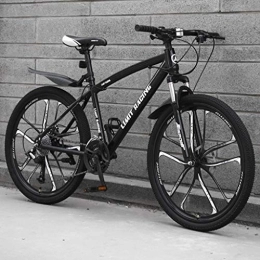 Dsrgwe Bicicleta Bicicleta de Montaña, De 26 pulgadas de bicicletas de montaña, Marco de acero al carbono Rígidas montaña de la bicicleta, doble disco de freno y suspensión delantera ( Color : B , Size : 27-speed )