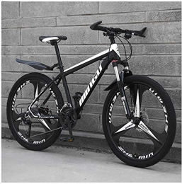 ZWR Bicicleta Bicicleta de montaña de 26 pulgadas, frenos de disco Hardtail MTB, bicicleta de trekking, para hombre, niña, suspensión completa, color 24 velocidades, tamaño: negro 3 Spoke