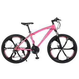 SHTST Bicicletas de montaña Bicicleta de montaña de 26 pulgadas, marco de acero de alto carbono, bicicleta antideslizante de freno de disco doble, 21 / 24 / 27 palanca de engranajes, bicicleta de carretera urbana ( Color : Pink )