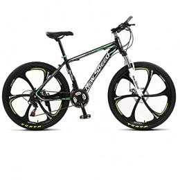 AZXV Bicicletas de montaña Bicicleta de montaña de Adultos, 21 velocidades Suspensión Acero de Alto Contenido de Carbono MTB Bicicleta, Marco de Aluminio Ruedas de 24 / 26 Pulgadas, Dual Disc-FR green-24inch