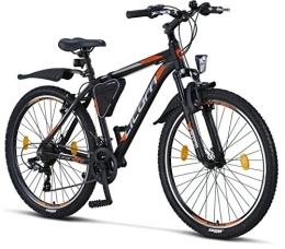Licorne Bike Bicicleta Bicicleta de montaña Licorne Bike Effect de 26 pulgadas, cambio de 21 velocidades, suspensión de horquilla, bicicleta para niños y hombre, bolsa para cuadro