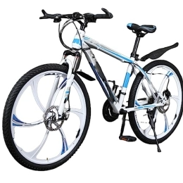 PRUJOY Bicicleta Bicicleta de Montaña para adultos, bicicleta con freno de disco doble de velocidad Variable de 26 / 24 pulgadas, marco de acero al carbono, velocidad 21 / 24 / 27 / 30 para adolescentes (White 27speed)