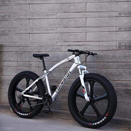 GASLIKE Bicicleta Bicicleta de montaña para adultos, bicicleta de crucero con marco de acero con alto contenido de carbono, freno de disco doble y horquilla de suspensión delantera completa, Blanco, 26 inch 7 speed