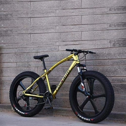 GASLIKE Bicicletas de montaña Bicicleta de montaña para adultos, bicicleta de crucero con marco de acero con alto contenido de carbono, freno de disco doble y horquilla de suspensión delantera completa, Oro, 26 inch 27 speed