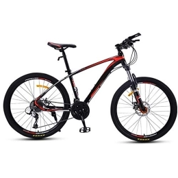 Relaxbx Bicicleta Bicicleta de montaña para Adultos Freno de Disco Doble de 30 velocidades Marco de aleación de Aluminio Ligero Horquilla de suspensión Rueda de 27.5 Pulgadas Negro + Rojo