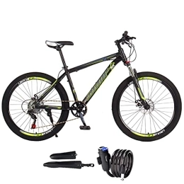 WBDZ Bicicleta Bicicleta de montaña para exteriores, ruedas de 26 pulgadas, bicicleta de montaña universal de 7 velocidades para hombres y mujeres, frenos de disco dobles, absorción de impacto (con guardabarros, bl