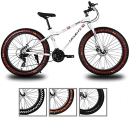 WSJYP Bicicleta Bicicleta de Montaña para Hombre Fat Tire de 26 Pulgadas, Bicicleta de Velocidad MTB con Ruedas de Acero con Alto Contenido de Carbono, Bicicleta de Montaña para Exteriores de 27 Velocidades , B-White