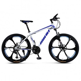 KUKU Bicicleta Bicicleta De Montaña Para Hombres De 27 Velocidades, Bicicleta De Montaña De Acero Con Alto Contenido De Carbono De 26 Pulgadas, Adecuados Para Entusiastas De Los Deportes Y El Ciclismo, White blue