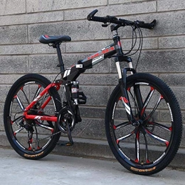 GASLIKE Bicicleta Bicicleta de montaña plegable de 26 "para hombres y mujeres, bicicleta de doble suspensión Marco de acero de alto carbono, freno de disco de acero, llanta de aleación de aluminio, Negro, 27 speed