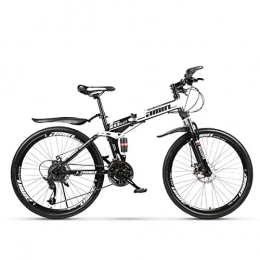YuCar Bicicleta Bicicleta de montaña plegable Ruedas de 24 pulgadas, velocidades de 21 / 24 / 27 / 30 Bicicleta de carretera, Bicicleta de cola suave y alta en carbono con frenos de doble disco y amortiguador, Black, 21Speed