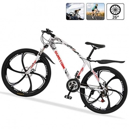 M-TOP Bicicletas de montaña Bicicleta de Ruta Carbono Acero R26 21V Bicicleta de Montaa MTB con Suspensin Delantero, Doble Freno de Disco, Blanco, 6 Spokes