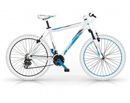 MBM Bicicleta Bicicleta Mountain Bike MBM Loop, cuadro de aluminio, suspensin delantera, 26", 21 velocidades (Blanco / Azul, 48)