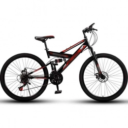 YHRJ Bicicleta Bicicleta Para Adultos Bicicletas Ligeras De Carretera Para Todo Terreno, Bicicleta De Montaña Con Doble Amortiguación Para Acampar Al Aire Libre MTB ( Color : Black red-21spd , Size : 24inch wheel )