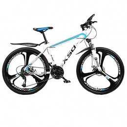LZHi1 Bicicleta Bicicletas de Montaña 26 Pulgadas Para Adultos Bicicletas De Montaña 27 Velocidades De Acero Al Carbono Marco Sendero Bicicletas De Doble Disco Freno City Road Bike Para Hombres Muj(Color:blanco azul)