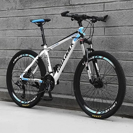 LZHi1 Bicicleta Bicicletas de Montaña Bicicleta De Montaña 26 Pulgadas Para Hombres Y Mujeres, 27 Bicicletas De Senderos De Montaña Adulta Con Doble Suspensión Y Frenos De Disco, Marco De Acero Al(Color:blanco azul)
