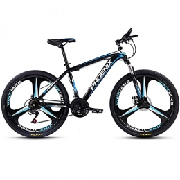 LZHi1 Bicicleta Bicicletas de Montaña Bicicleta De Montaña Con Horquilla De Suspensión De 26 Pulgadas, Bicicletas De Montaña De 27 Velocidades Con Doble Freno De Disco, Cuadro De Acero Al Carbono Par(Color:Azul negro)