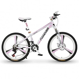 LZHi1 Bicicleta Bicicletas de Montaña Bicicleta De Montaña De 24 Pulgadas Para Mujer, Bicicletas De Montaña De 27 Velocidades Con Horquilla De Suspensión Con Bloqueo, Bicicleta Urbana De Paseo Con Freno D(Color:Rosado)