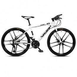 LZHi1 Bicicleta Bicicletas de Montaña Bicicleta de montaña de 26 pulgadas para hombres y mujeres, Bicicletas de carretera de 30 velocidades con cuadro de acero al carbono, Bicicleta de montaña con doble f(Color:blanco)