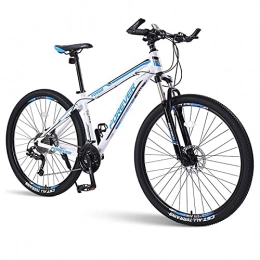 LZHi1 Bicicleta Bicicletas de Montaña Bicicleta de montaña de 26 pulgadas y 33 velocidades con horquilla de suspensión de bloqueo, bicicleta de montaña de aleación de aluminio con doble freno de d(Color:blanco azul)