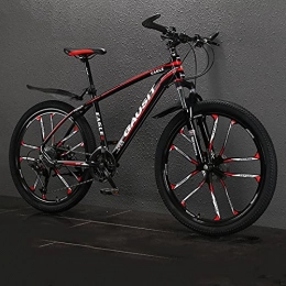 LZHi1 Bicicleta Bicicletas de Montaña Bicicletas de montaña de 26 pulgadas Cuadro de aleación de aluminio Bicicletas de montaña para adultos Suspensión delantera Freno de doble disco Bicicleta urb(Color:Rojo negro)