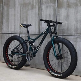 none-branded Bicicleta Bicicletas de montaña de 26 pulgadas, bicicleta de montaña de neumáticos de grasa para adultos, 21 velocidades, marco de acero de alto carbono doble suspensión completa freno de disco (cian)