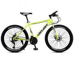 RSJK Bicicleta Bicicletas de montaña para adultos Bicicletas de carrera de fondo Bicicletas para hombres y mujeres Bicicletas de 26 pulgadas y 21 velocidades Sistema de frenos de doble disco Amarillo de una rueda@T