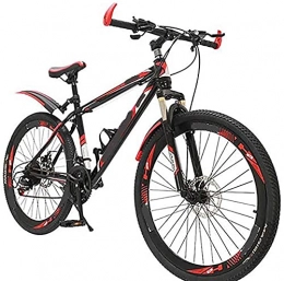 WQFJHKJDS Bicicleta Bicicletas de montaña para hombres y mujeres, ruedas de 20, 24 y 26 pulgadas, engranajes de 21-27 velocidades, marco de acero de alto carbono, doble suspensión, azul, verde y rojo (color: rojo, tamaño