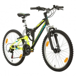 Bikesport Bicicleta Bikesport Parallax Bicicleta De montaña Doble suspensin 24 Ruedas, Shimano 18 velocidades (Black Neon Green)