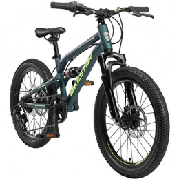 BIKESTAR Bicicleta BIKESTAR Bicicleta de montaña de Aluminio Suspensión Doble Bicicleta Juvenil 20 Pulgadas de 6 años | Cambio Shimano de 7 velocidades, Freno de Disco | niños Bicicleta | Verde Oscuro