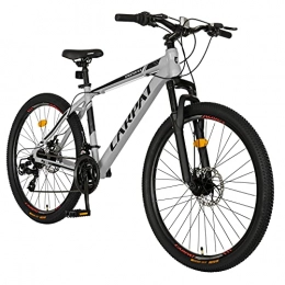 CARPAT SPORT Bicicleta Carpat Sport Bicicleta de montaña de aluminio de 26 pulgadas, cambio Shimano de 21 velocidades, freno de disco, bicicleta adecuada para adultos, de aluminio, para hombres y mujeres, gris negro.