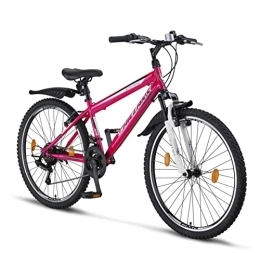Chillaxx Bicicletas de montaña Chillaxx Bike Escape - Bicicleta de montaña prémium en bicicleta de 24 y 26 pulgadas para niñas, jóvenes, hombres y mujeres, cambio de 21 velocidades (26 pulgadas, freno en V rosa y blanco)