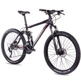 CHRISSON Bicicletas de montaña CHRISSON Fully Hitter FSF - Bicicleta de montaña (27, 5 pulgadas, suspensin completa, con cambio Shimano Deore de 30 velocidades, horquilla Rock Shox), color negro y rojo